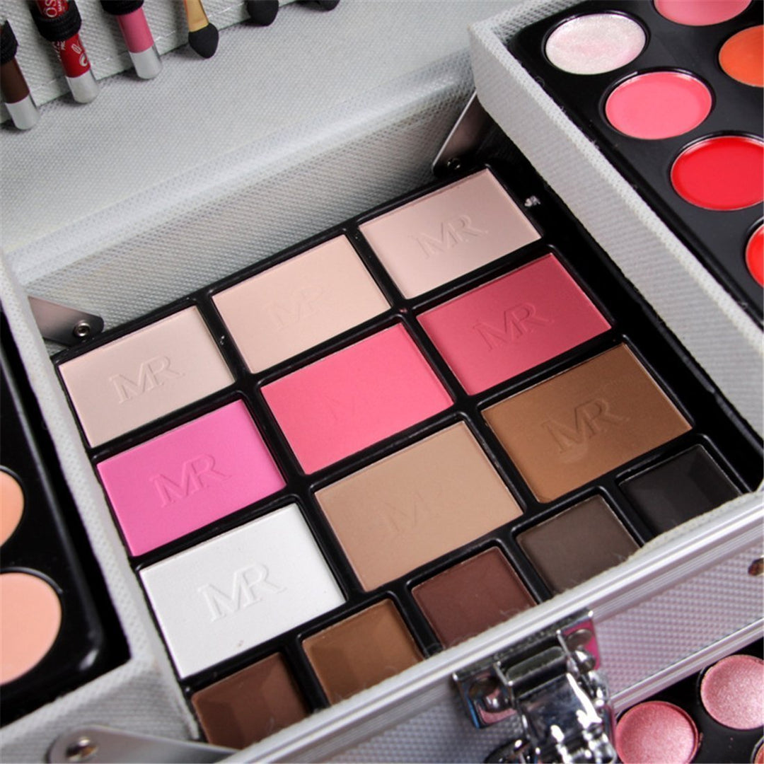 All-in-One Holiday Makeup Gift Set Xmas Essential Starter Bundle Include Eyeshadow Palette Lipgloss Concealer Blush Eyebrow Foundation Face Powder Eyeliner Pencil