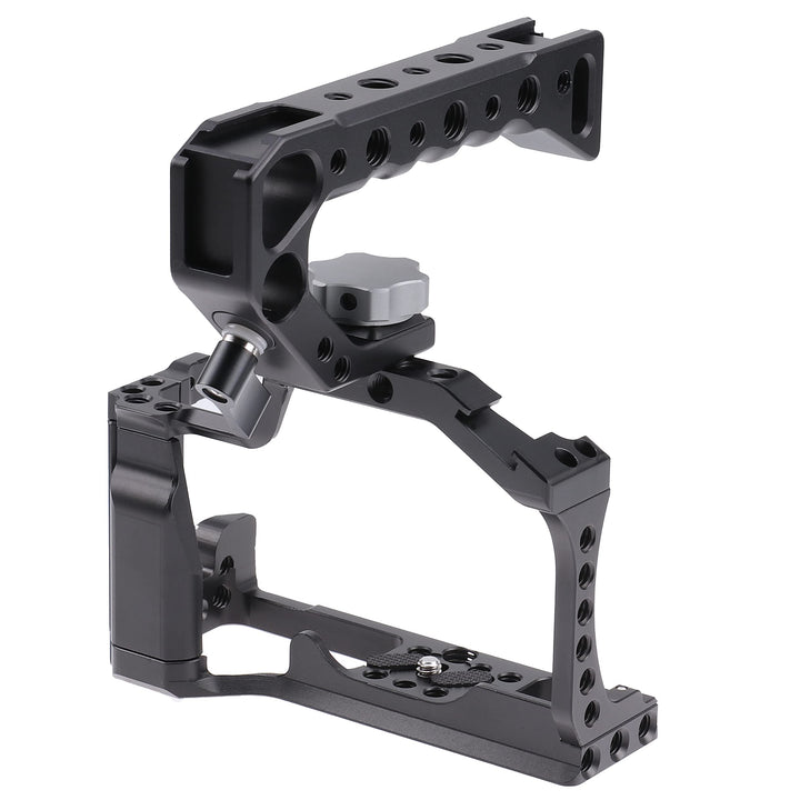 Camera Cage +Top/Side Handle Grip Kit, Aluminium Alloy Video Filmmaking Stabilizer Rig with Cold Shoe and 1/4 3/8 Screw Mouting for Canon EOS M50 Mark II/M50/M5 Mirrorless Camera