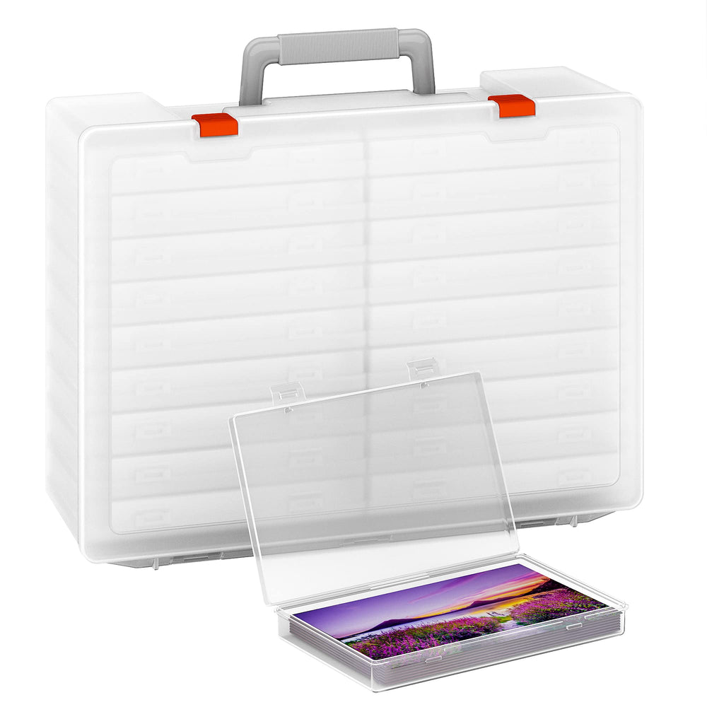 Photo Storage Box 4x6 Pictures, 18 Inner Seed Storage Organizer Extra Large, Photo Organizers Keeper Photo Cases Picture Storage (White)