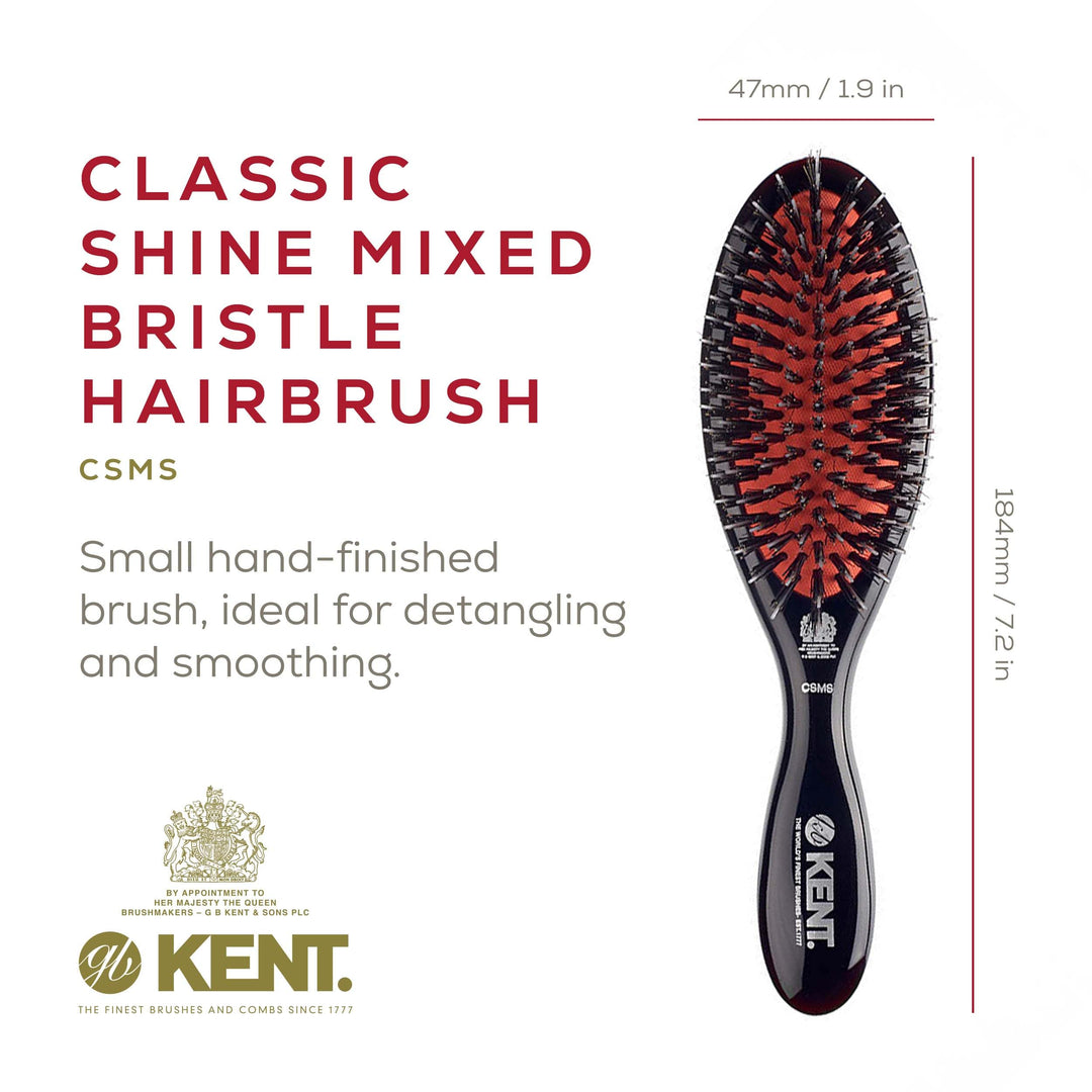 Kent Brushes Oval Porcupine Cushion Hairbrush, Ruby CSMS, Small, 6 Ounce