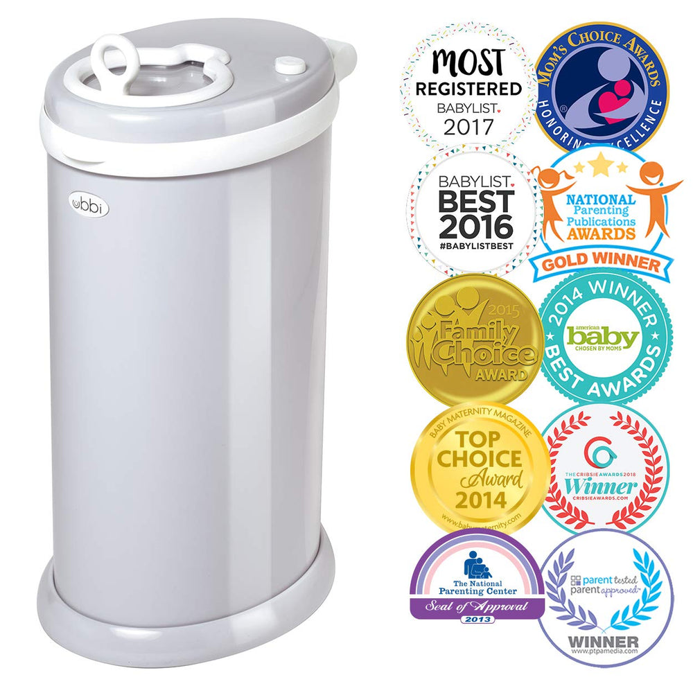 Steel Diaper Pail, Odor Locking, No Special Bag Required, Award-Winning, Registry Must-Have, Gray