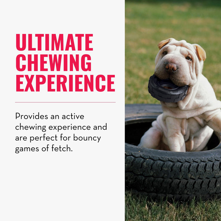 Extreme Tires - 's Most Durable Natural Rubber Chew & Fetch Toy - Treat Dispenser Dog Tire Toy - Pet Supplies for Outdoor & Indoor Play - For Small Dogs