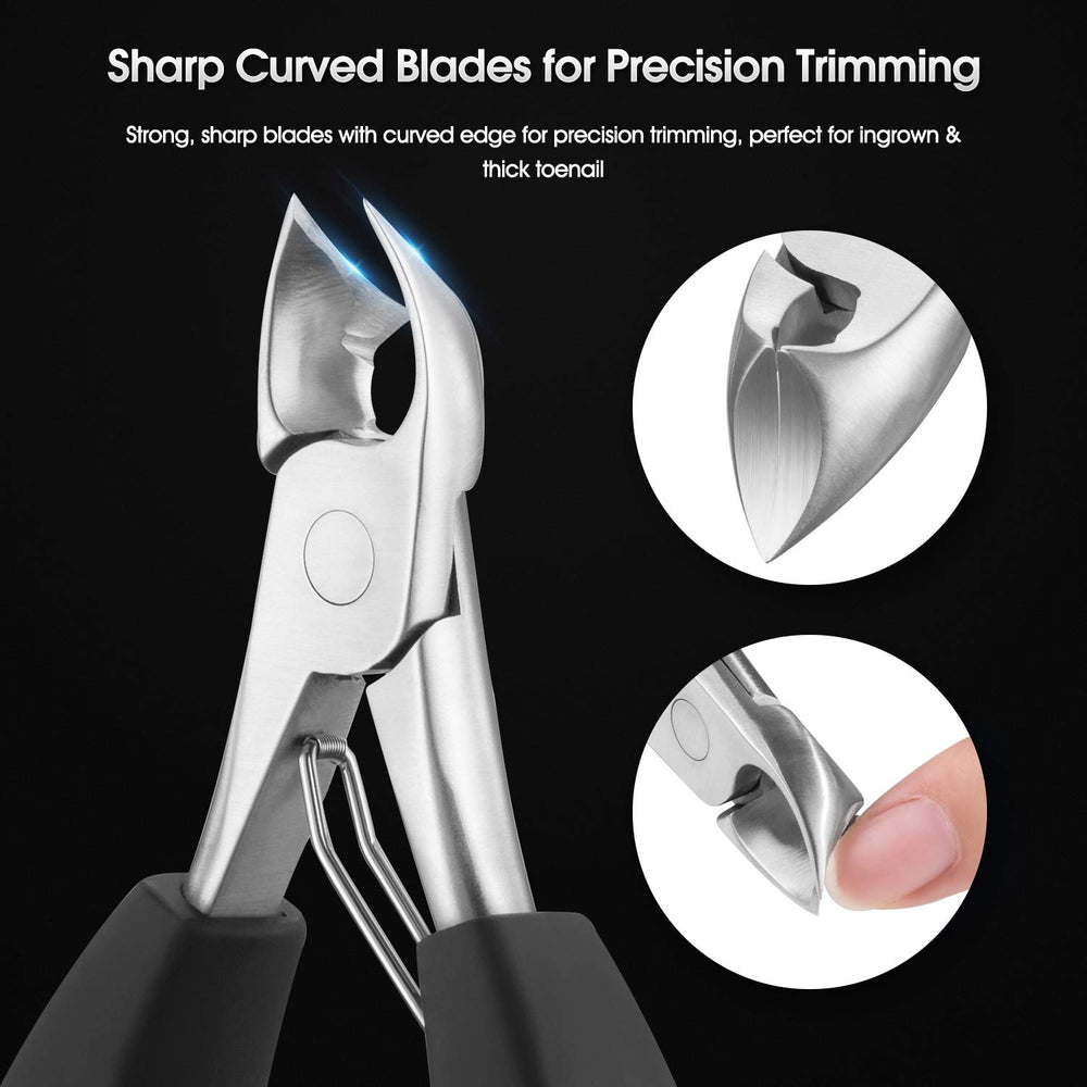 Podiatrist Toenail Clippers Ingrown or Thick Toe Nail Clippers for Men, Toenail Cutters Nipper Precision Diabetic Pedicure Tool Curved Edge, X5 (Silver)