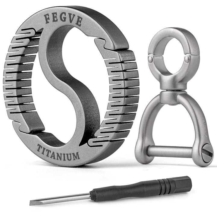 Titanium Circle Carabiner Keychain Clip,Small Carabiner Clip, Quick Release Keychain