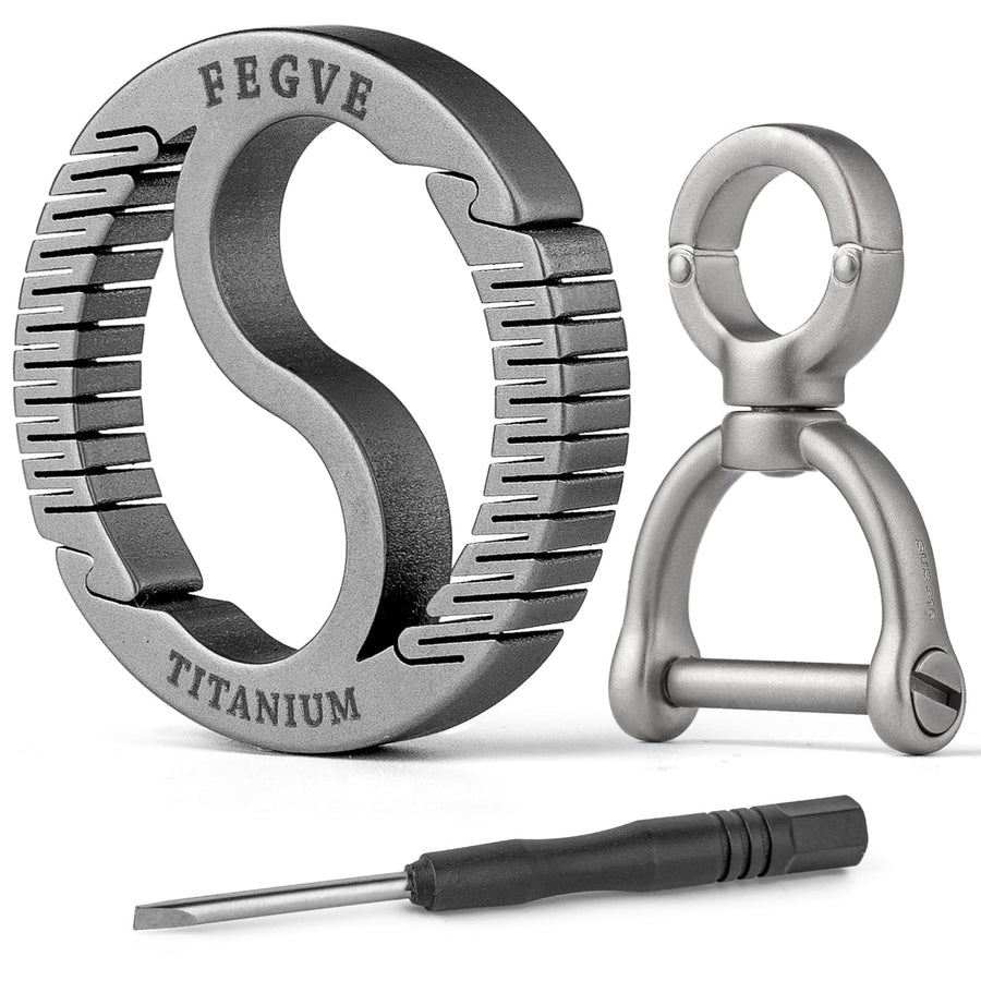 Titanium Circle Carabiner Keychain Clip,Small Carabiner Clip, Quick Release Keychain