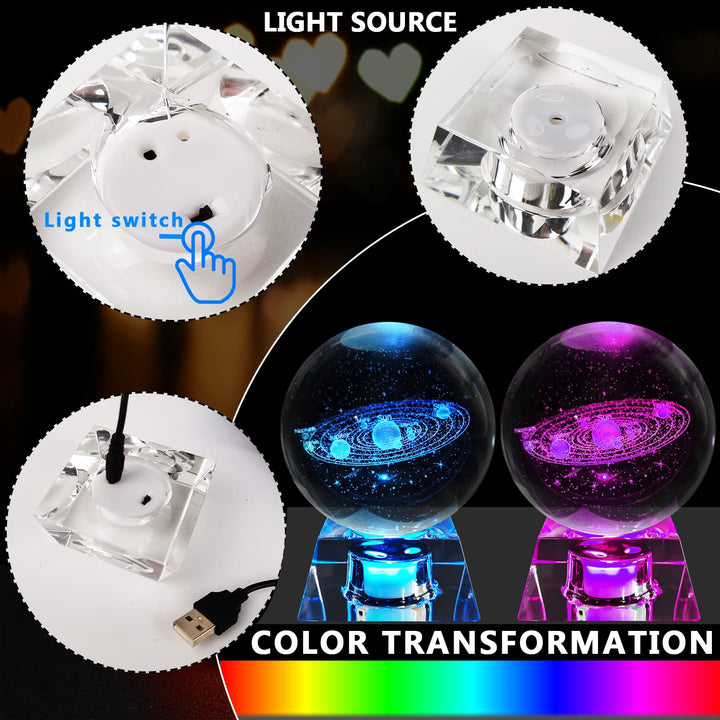 3D Dolphin Crystal Ball with LED Colourful Light Base, Gifts for Kids Her Girlfriend Wife Mom Women Dolphin Lovers, Birthday Presents Lamp Anniversary Home Decor Night Light