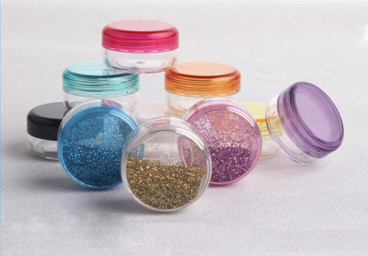 Yueton 10 Empty Clear Boday Multi Color Top Lid Plastic Sample Containers 5 Gram Size Cosmetic Containers Pot Jars Eyshadow Container Lot