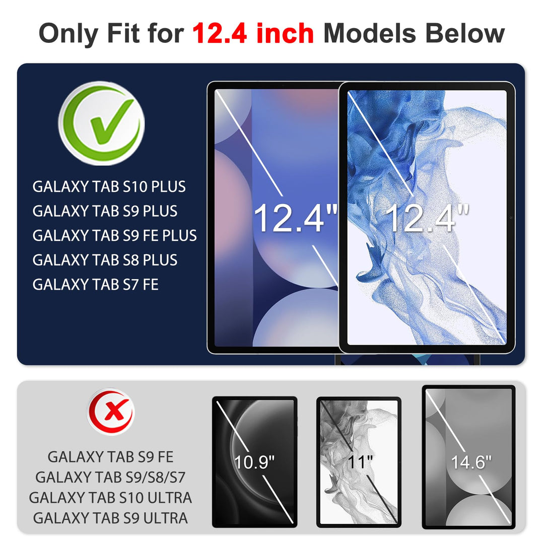 Screen Protector for Galaxy Tab S10 Plus/S9 Plus/S9 FE Plus/S7 FE 5G/S8 Plus 12.4'', 2 Pack Tempered Glass for Samsung Galaxy Tablet S10+/S9 Plus/S7 FE