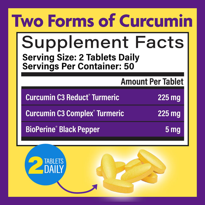 Turmeric Curcumin with Black Pepper Extract - High Absorption Tumeric and Curcumin Supplements with BioPerine, C3 Reduct & Curcumin C3 Complex, Time Release Turmeric Supplement - 100 ct