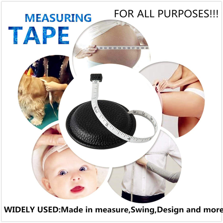Sewing Tape Measure, Medical Body Cloth Tailor Craft Dieting Measuring Tape, 60 Inch/1.5M Dual Sided Retractable Ruler with Push Button Round(1 Pack, Black)