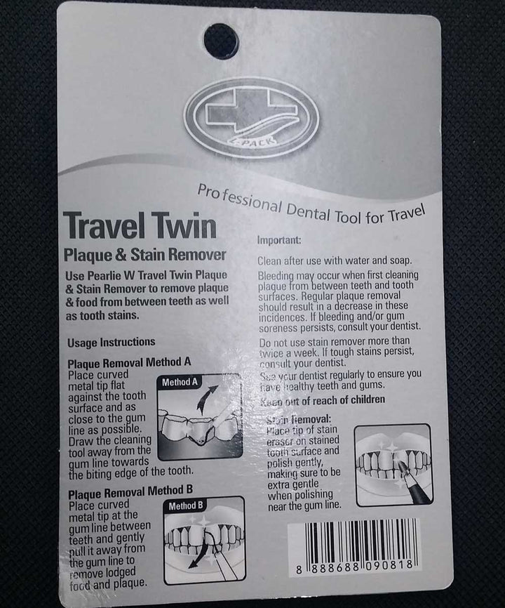 Portable Double Travel Stain Plaque Remover & Dental Pick kit 2 Sets