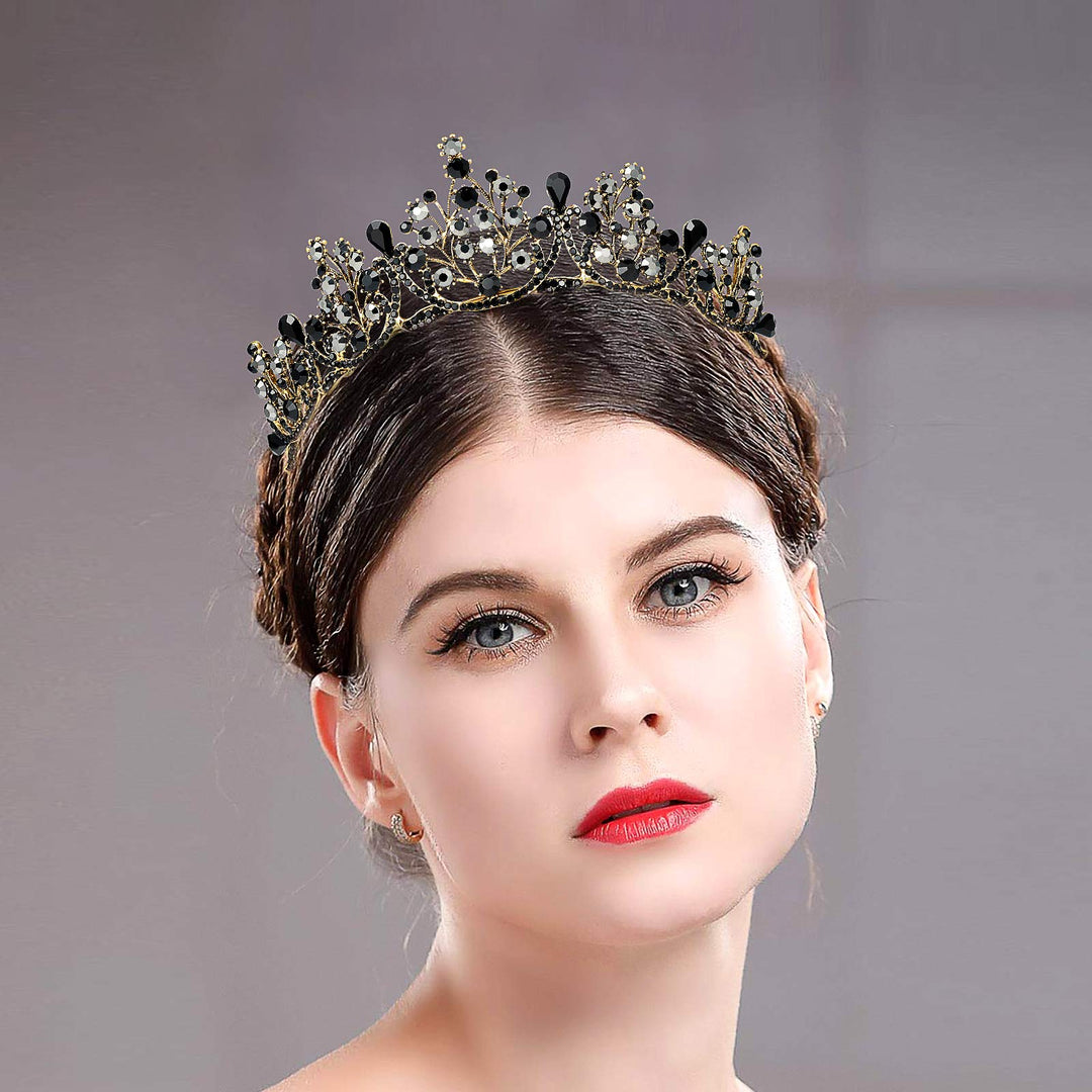 Black Crown for Women Baroque Queen Crown and Tiaras Princess Crown Gothic Crown Headpiece for Women Halloween Birthday