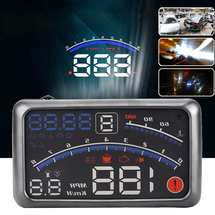 Heads Up Display,5.5 HD OBD II Car GPS HUD Head Up Speed Display Over Speed Warning,Fuel Consumption,Temperature