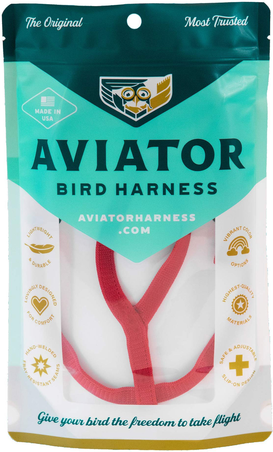 Pet Bird Harness and Leash: Large Red