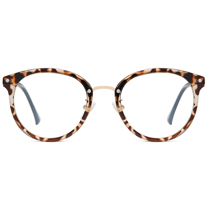 Retro Round TR90 Blue Light Reading Glasses Womens Mens Readers Computer Glasses Eyewear Frame SJ9001, Bright Leopard Frame 0.00 x