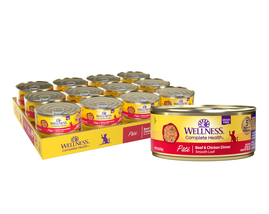 Complete Health Pate Adult Wet Cat Food, Natural, Protein-Rich, Grain Free, 5.5 Ounce, 24 Pack, (Beef & Chicken)