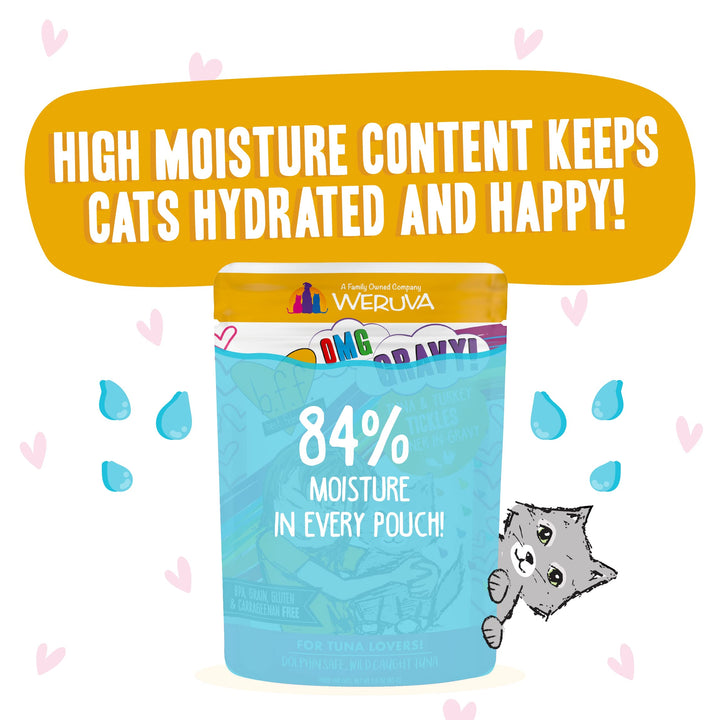 B.F.F. OMG - Best Feline Friend Oh My Gravy!, Tuna & Turkey Tickles with Tuna & Turkey in Gravy Cat Food, 3oz Pouch (Pack of 12)