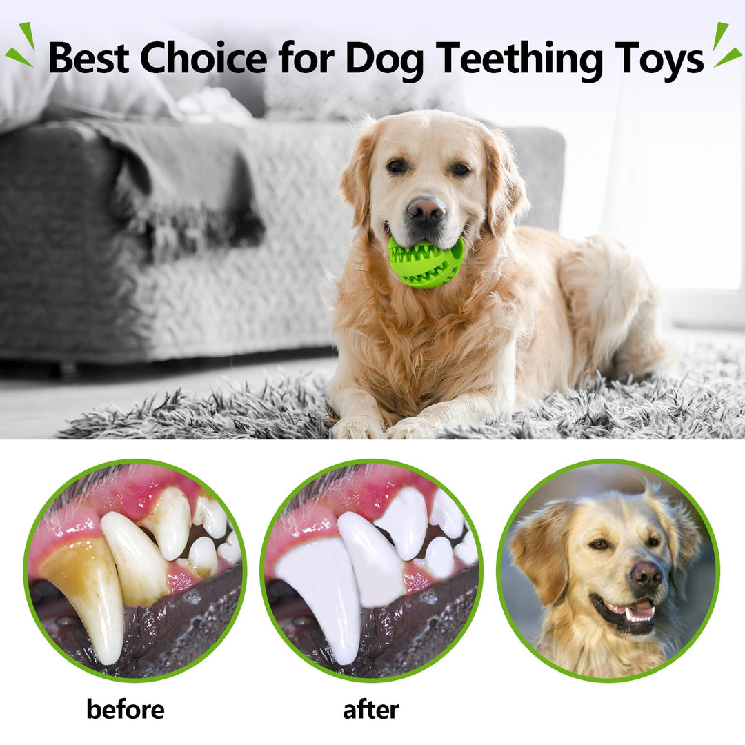 Dog Chew Toys for Teething: 2pack Durable Rubber Puppy Toys Ball for Boredom - Treat-Dispensing Toys for Small Medium Breed Teething/Chewing/Brain-Stimulating Indoor