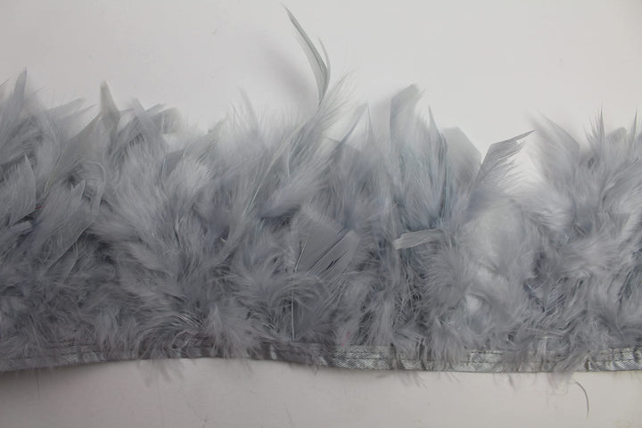2 Yard Long Turkey Chandelle Turkey Fluff Feather Fringe Trim,Dress Sewing Clothes Accessories. 6-7 Height Garment Accessories Feather DIY (Grey)