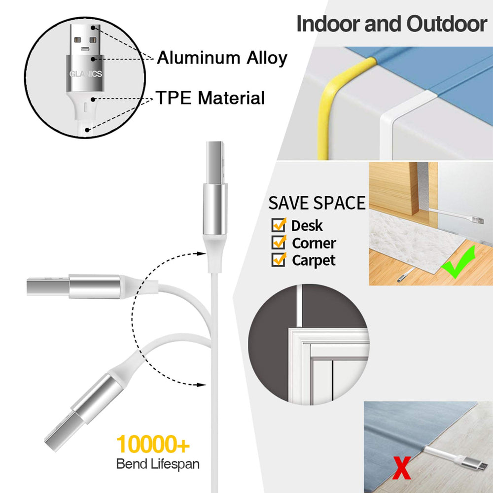 20ft Micro USB Cable, Micro USB Power Extension Cable, Charging and Data Sync Cable for Wyze Cam, Cloud Cam, Android Phone, Mobile Powe and Other Devices (White)