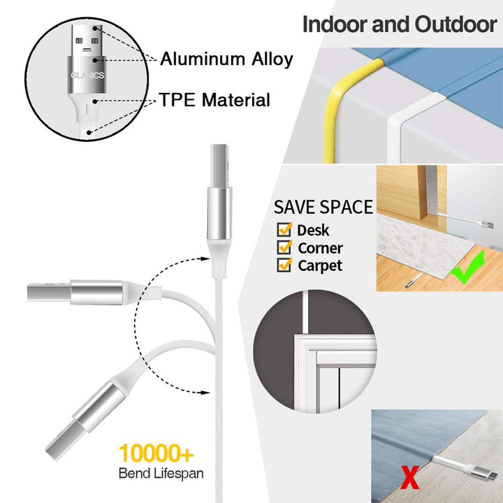 20ft Micro USB Cable, Micro USB Power Extension Cable, Charging and Data Sync Cable for Wyze Cam, Cloud Cam, Android Phone, Mobile Powe and Other Devices (White)