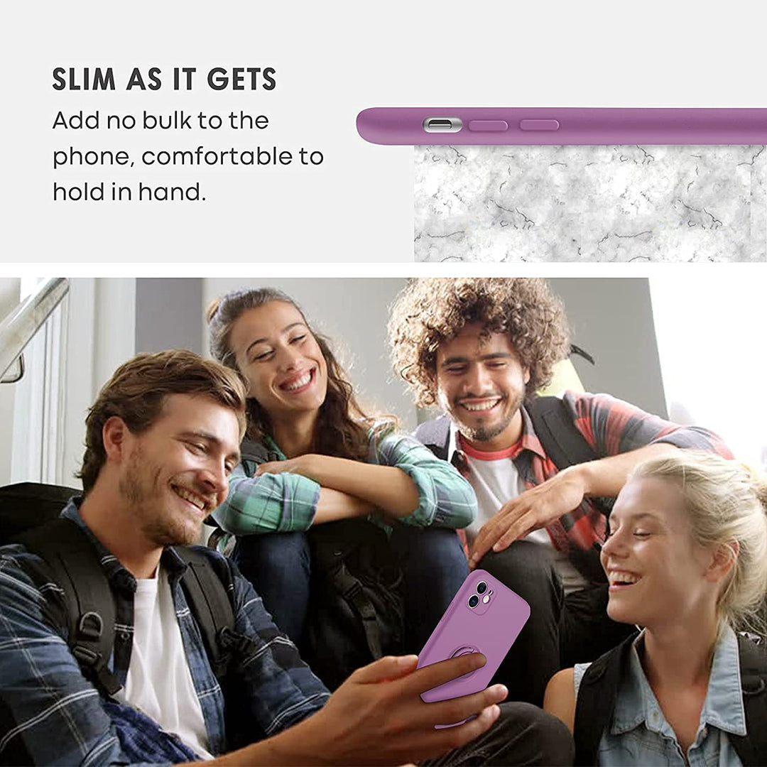 Compatible with iPhone 11 Case, Slim Silicone Protective Kickstand Ring Holder Soft Rubber Hybrid Hard Bumper Shockproof Protection Non-Slip with Car Mount Girls Women Cover, Deep Purple
