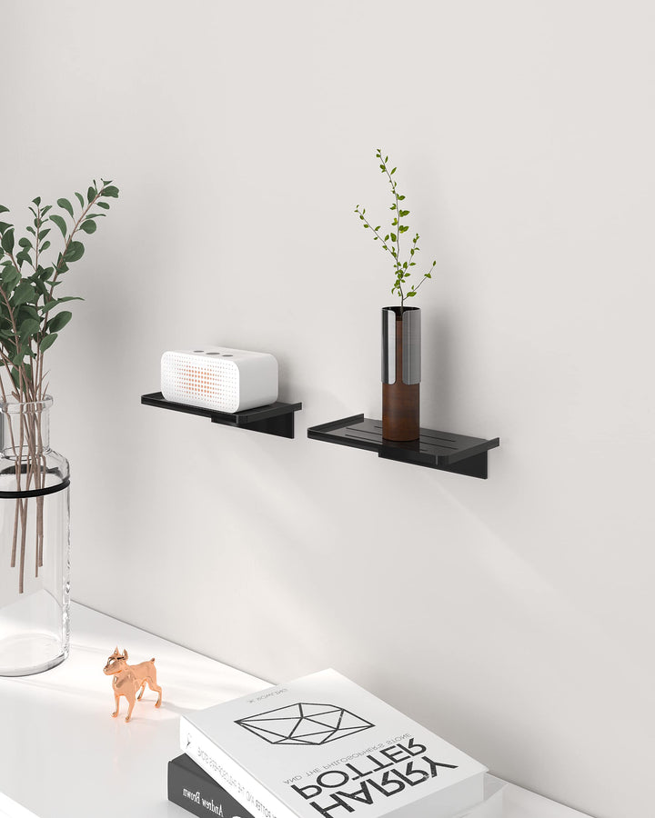 2 Pack Adhesive Wall Shelf, Stick on Shelf, Bedside Wall Shelf, Wet Wipes Holder, Bedside Shelf Wall Mount, Phone Holder for Wall, Acrylic Outlet Shelf for Bedroom, Bathroom, Toilet, Office