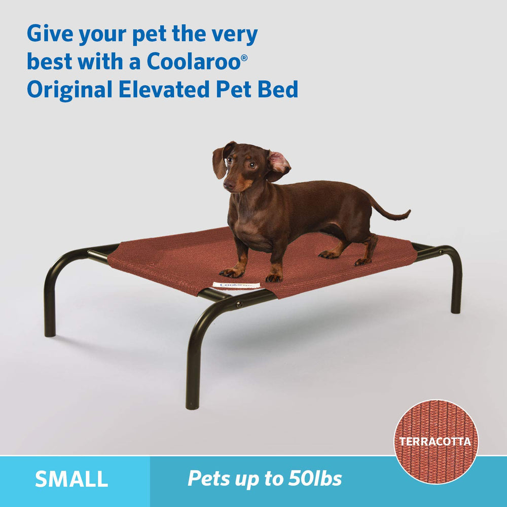 COOLAROO The Original Cooling Elevated Dog Bed, Indoor and Outdoor, Small, Terracotta