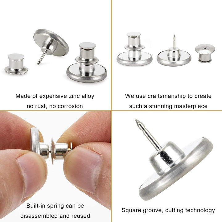6PCS Perfect Fit Instant Button Pin, Instant jeans Buttons tightener, Jean Replacement Buttons Removable Button for loose jeans No Sew Buttons to Extend or Reduce an Inch to Any Pants Waist in Seconds