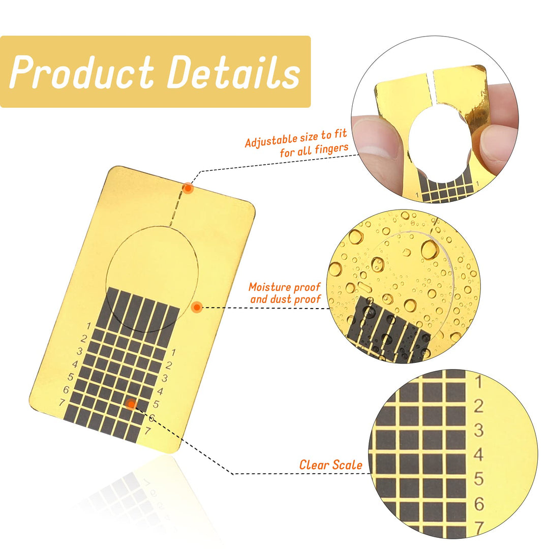 Nail Form Guide Stickers for Acrylic Nail Art Tips / Gel Nail Polish Extensions (1 Roll / 500 PCS - Gold)