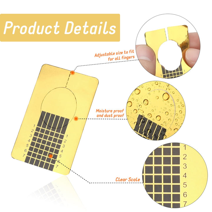 Nail Form Guide Stickers for Acrylic Nail Art Tips / Gel Nail Polish Extensions (1 Roll / 500 PCS - Gold)