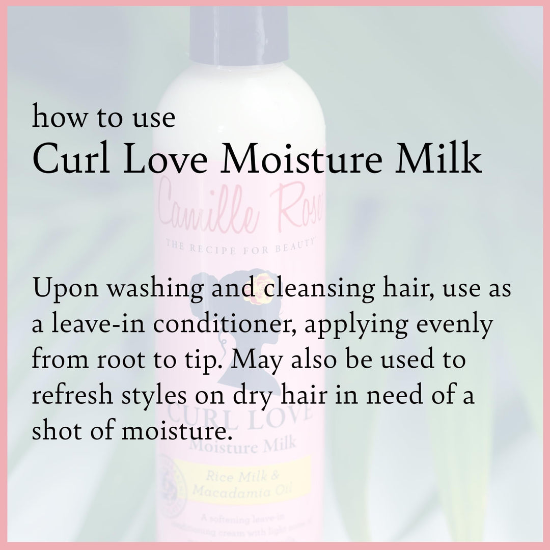 Curl Love Moisture Milk Leave-In Conditioner, with Rice Milk and Macadamia Oil to Soften, Smooth and Detangle Curly Hair, 8 oz