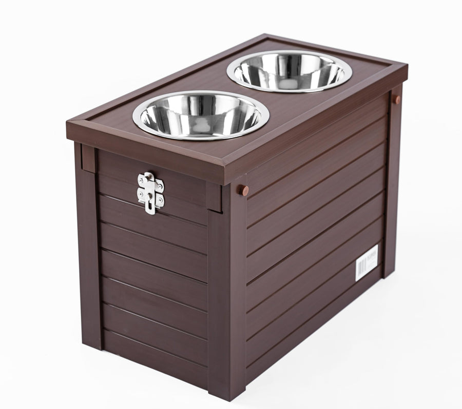 ® ECOFLEX® Elevated Dog Feeder with 2 Stainless Steel Bowls and Sliding Lid Storage Bin