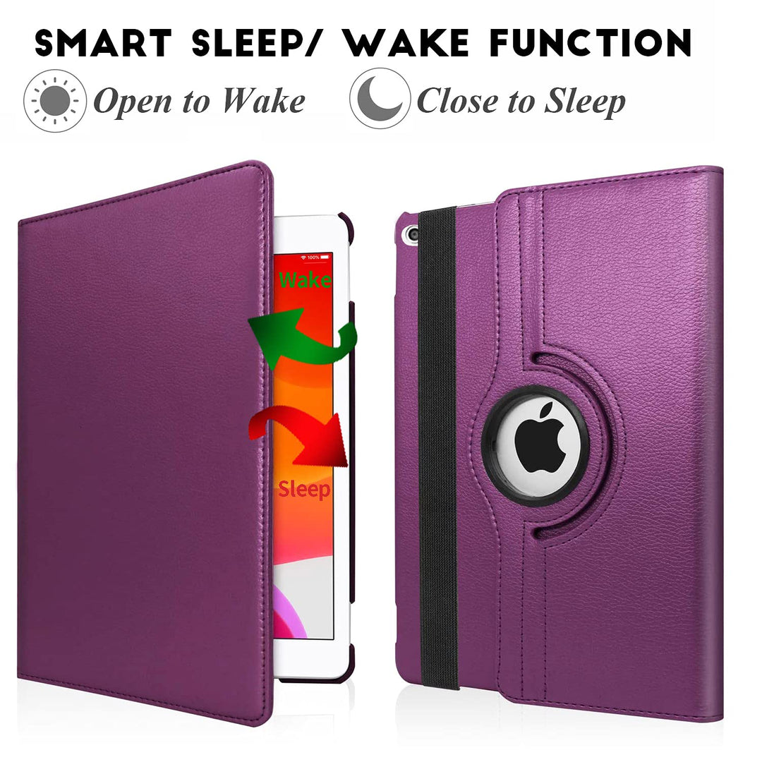 Rotating Case for iPad 9.7 Inch 2018 2017 / iPad Air 2 Case - 360 Degree Rotating Stand Protective Cover with Auto Sleep Wake for iPad 9.7 inch (6th Gen, 5th Gen) / iPad Air 2/ iPad Air (Purple)