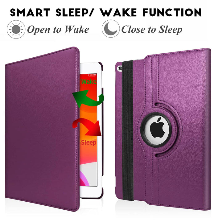 Rotating Case for iPad 9.7 Inch 2018 2017 / iPad Air 2 Case - 360 Degree Rotating Stand Protective Cover with Auto Sleep Wake for iPad 9.7 inch (6th Gen, 5th Gen) / iPad Air 2/ iPad Air (Purple)