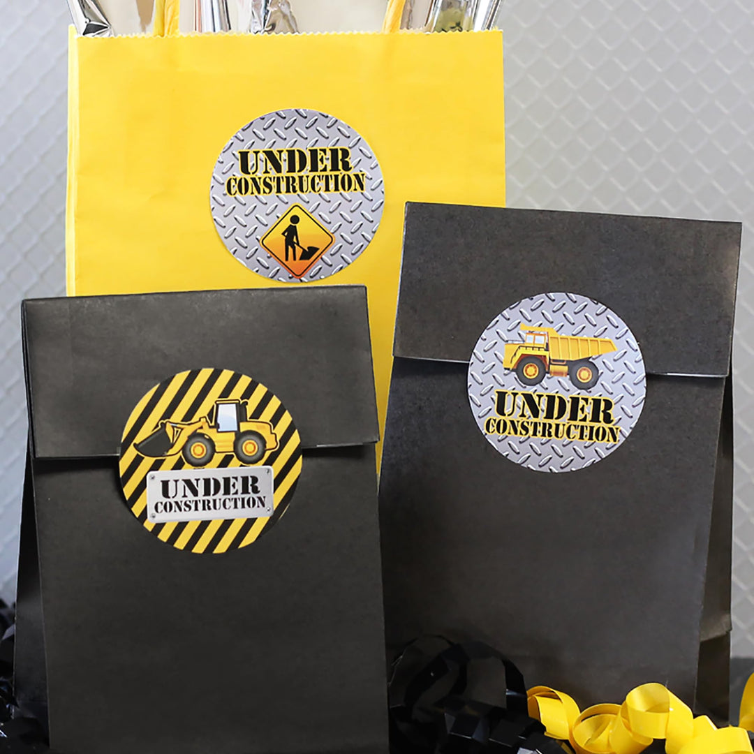 Under Construction Party Favor Stickers - 1.75 in - 40 Labels