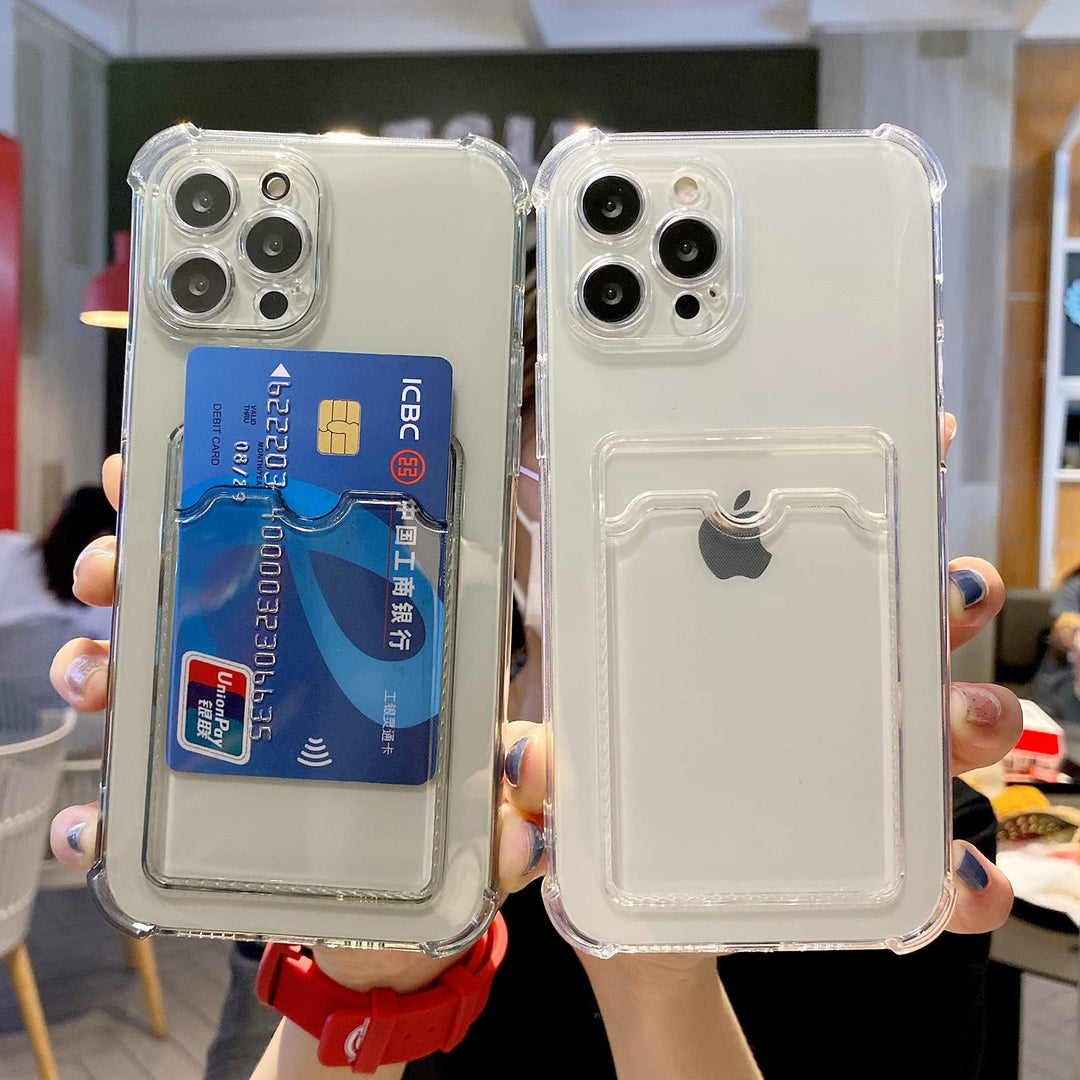 Clear Wallet Phone Case for iPhone 12 Pro Max Upgrade Card Slot Case Slim Fit Protective Soft TPU Shockproof Cover with Cute Card Holder for Apple iPhone 12 Pro Max 6.7 inch (2020) (Clear)