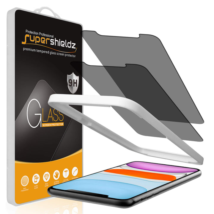 (2 Pack) Designed for Apple iPhone 11 and iPhone XR (6.1 inch) (Privacy) Anti Spy Tempered Glass Screen Protector with (Easy Installation Tray) Anti Scratch, Bubble Free