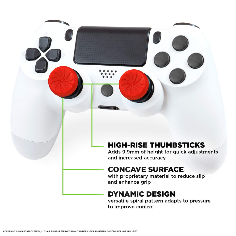 FPS Freek Inferno for PlayStation 4 (PS4) and PlayStation 4 (PS5) Controller | Performance Thumbsticks | 2 High-Rise Concave | Red