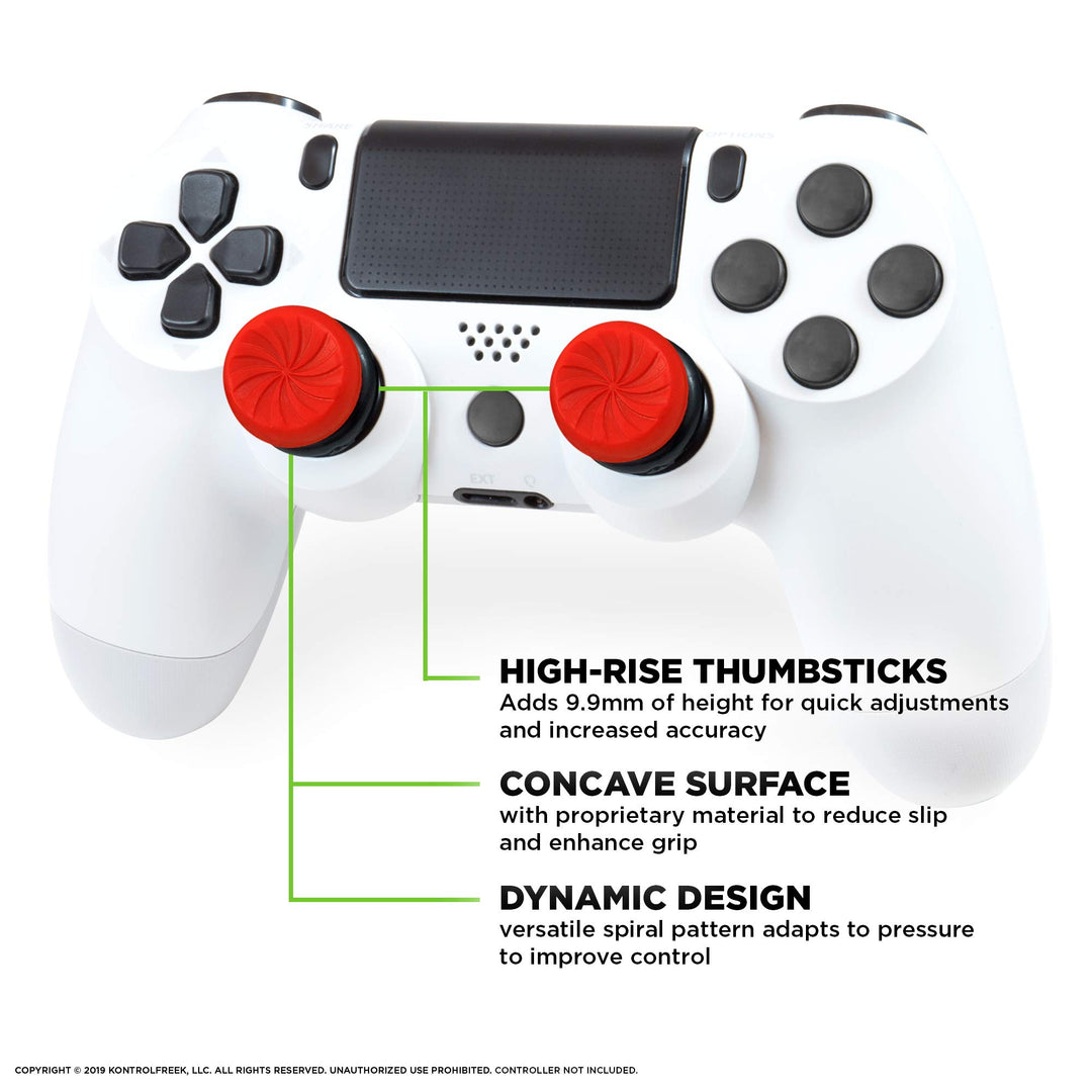 FPS Freek Inferno for PlayStation 4 (PS4) and PlayStation 4 (PS5) Controller | Performance Thumbsticks | 2 High-Rise Concave | Red