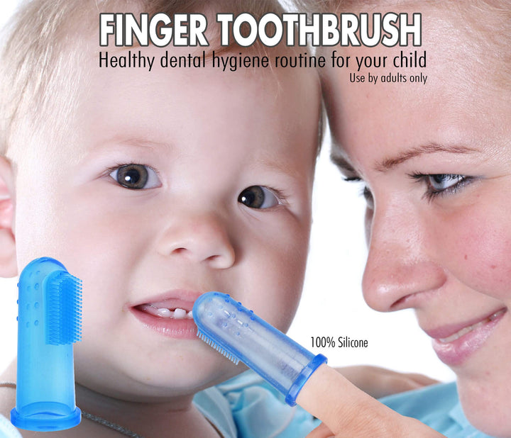 Brilliant Baby Finger Toothbrush - Silicone Gum Massager and Teether Brush for Babies and Toddlers - Kids Love Them, Pink/Clear, 2 Count