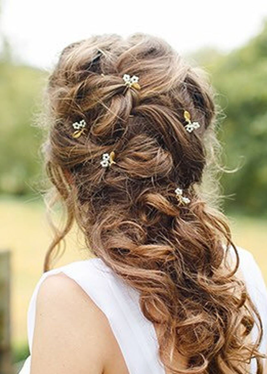 FXmimior Bridal Leaf Hair Pins Women Vintage Headpiece Wedding Party Hair Pins Crystal Hair Accessories (Set of 5)