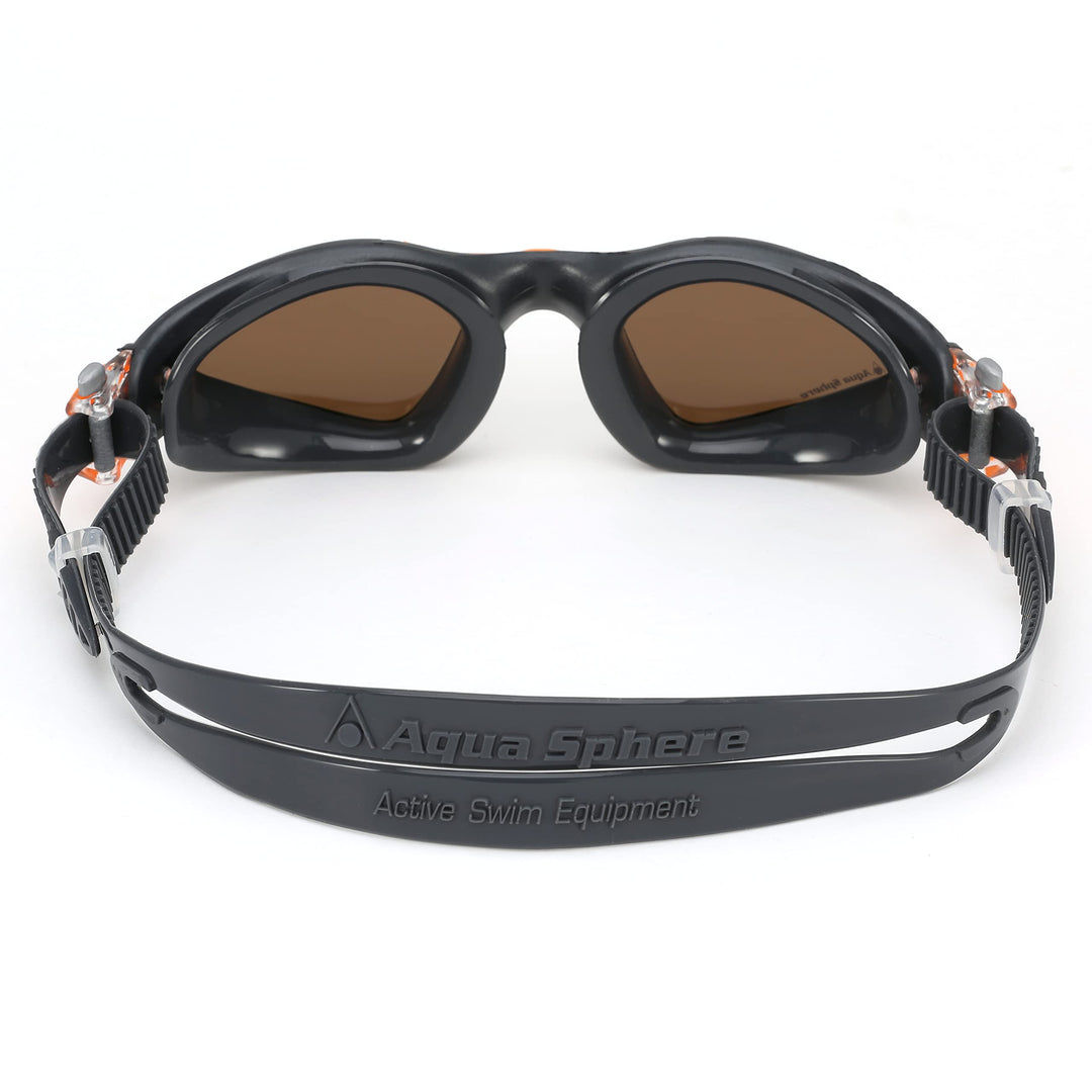 Kayenne Adult Swim Goggles - 180-Degree Distortion Free Vision, Ideal for Active Pool or Open Water Swimmers, Brown Polarized Lens, Gray/Orange Frame, One Size, EP2961008LPB