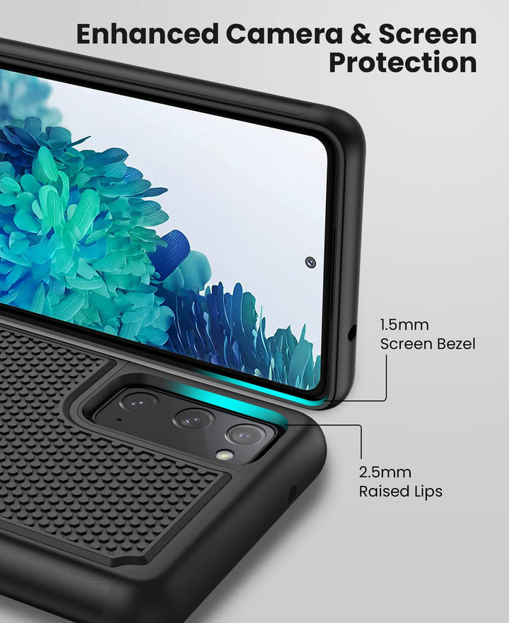 Case for Samsung Galaxy S20-FE: Galaxy S20 FE 5G Case with Dual Layer Shockproof Phone Protection | Matte Anti-Slip Textured | Military Rugged Protective Case Cover - Black