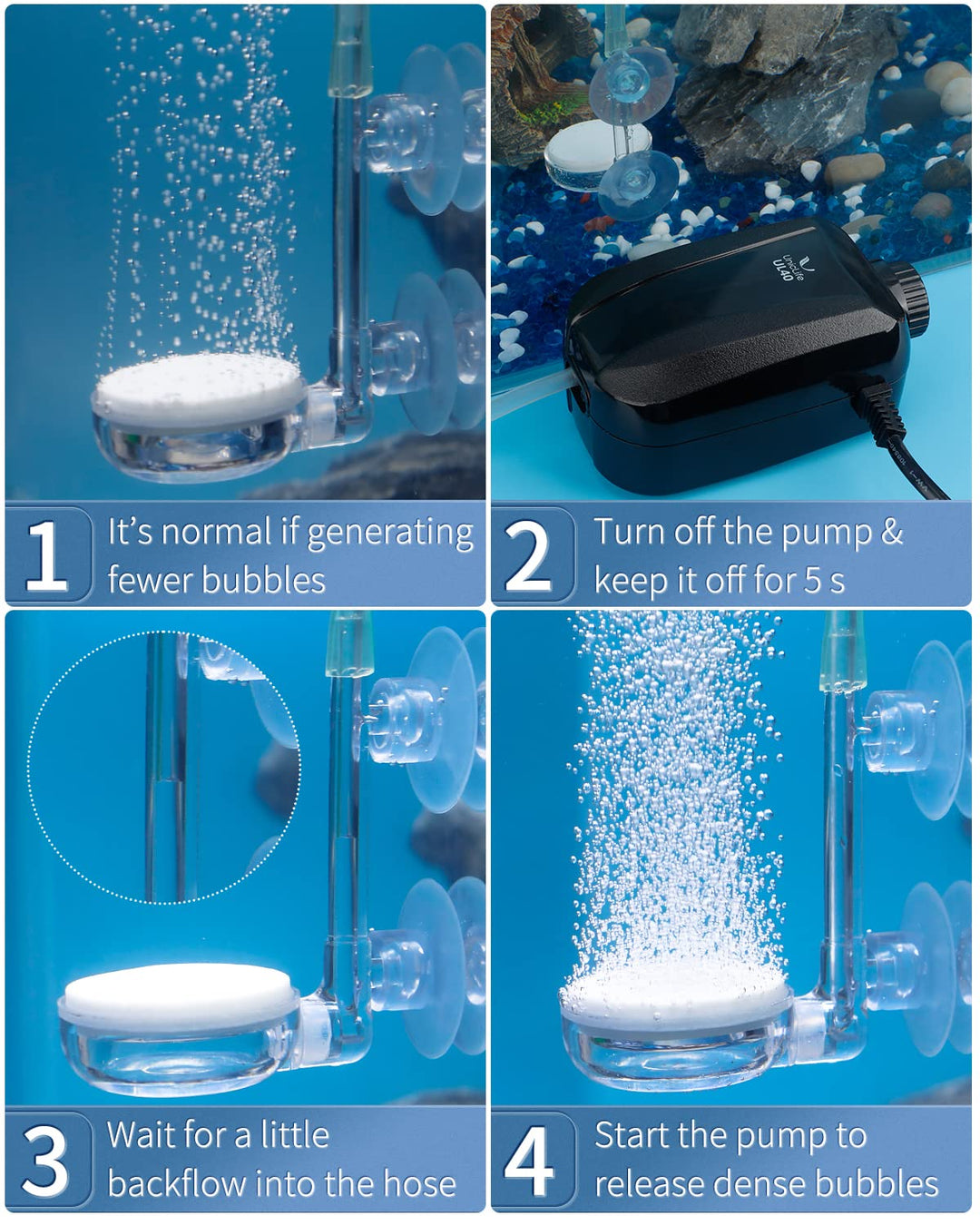 Aquarium Air Stone Disc, 1 Inch Small Fish Tank Air Stone Kit Ultra-High Dissolved Bubbler Airstone with Accessories for Aquarium Fish Tank and Small Bucket(Pump Not Included)