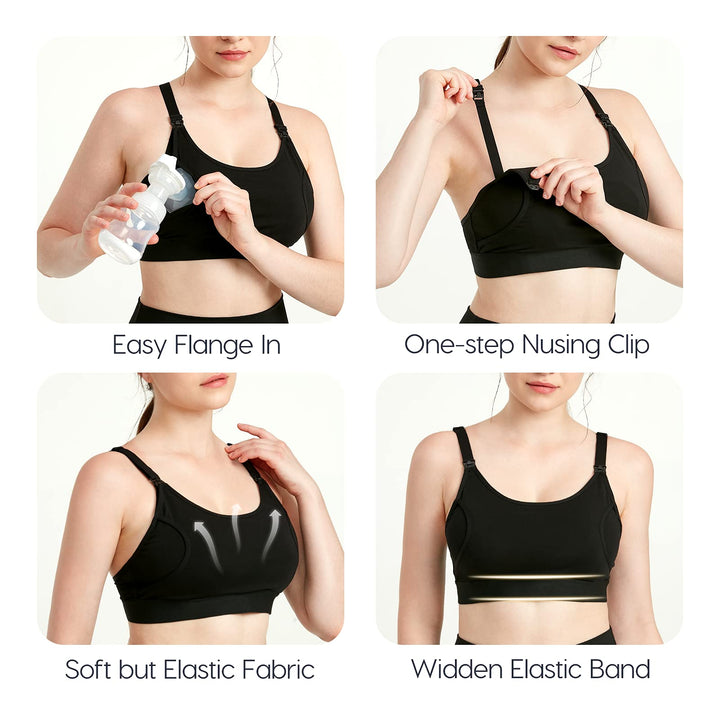 Hands Free Pumping Bra for Women 2 Pack, Supportive Comfortable Breast Pump Bra with Pads, All Day Wear Pumping and Nursing Bra in One Breast Pump for Medela, Spectra, etc. (XX-Large)