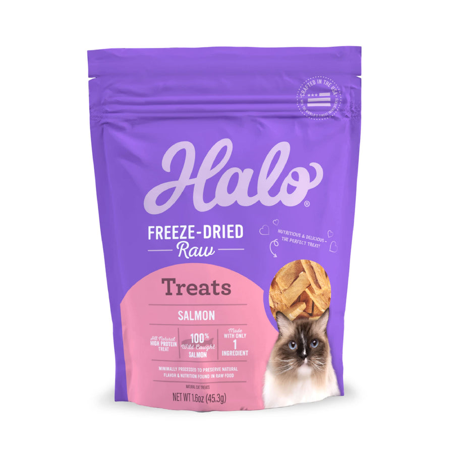 Freeze Dried Raw Cat Treats, 100% Wild Caught Salmon Recipe, Cat Treats Pouch, All-Natural High Protien Treat, 1.6 Oz Pouch