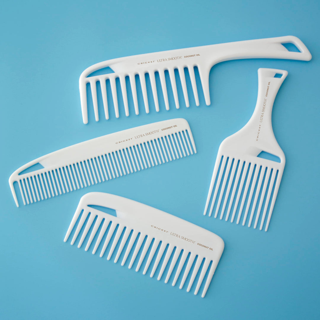 Ultra Smooth Coconut Hair Pick Comb for Curly, Thick, Medium to Long Hair Anti-Frizz Lifting and Volume Comb with Coconut Oil and Keratin Protein Infused Plastic