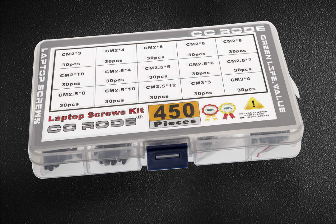 CO-RODE 450pcs M2 M2.5 M3 Laptop Computer Screws Kit Set for SSD IBM HP Dell Lenovo Sony Toshiba Gateway Acer Hard Drive SATA, (15-Size)