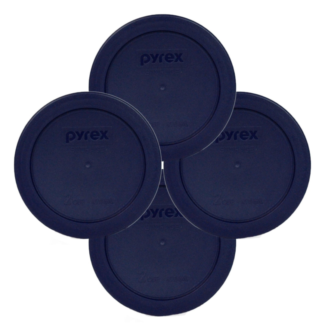 Pyrex 7200-PC Round Storage Cover for Glass Bowls, Dark Blue (4-Pack)